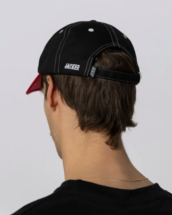 Double Jay Cap-Black/Red>Jacker Clearance
